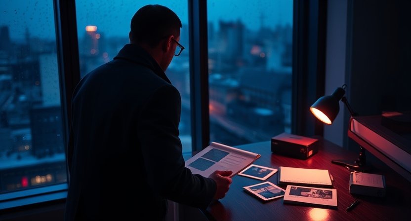 Investigator reviewing case notes